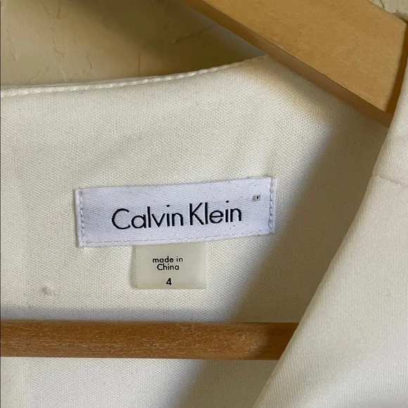 New! Calvin Klein Women's 4 Scuba Fit & Flare A Line Sleeveless White Dress - Picture 5 of 10